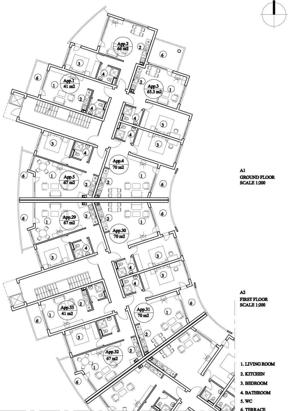 Rzut piętra — Studio w Privilege Fort Beach — plan kompleksu 1