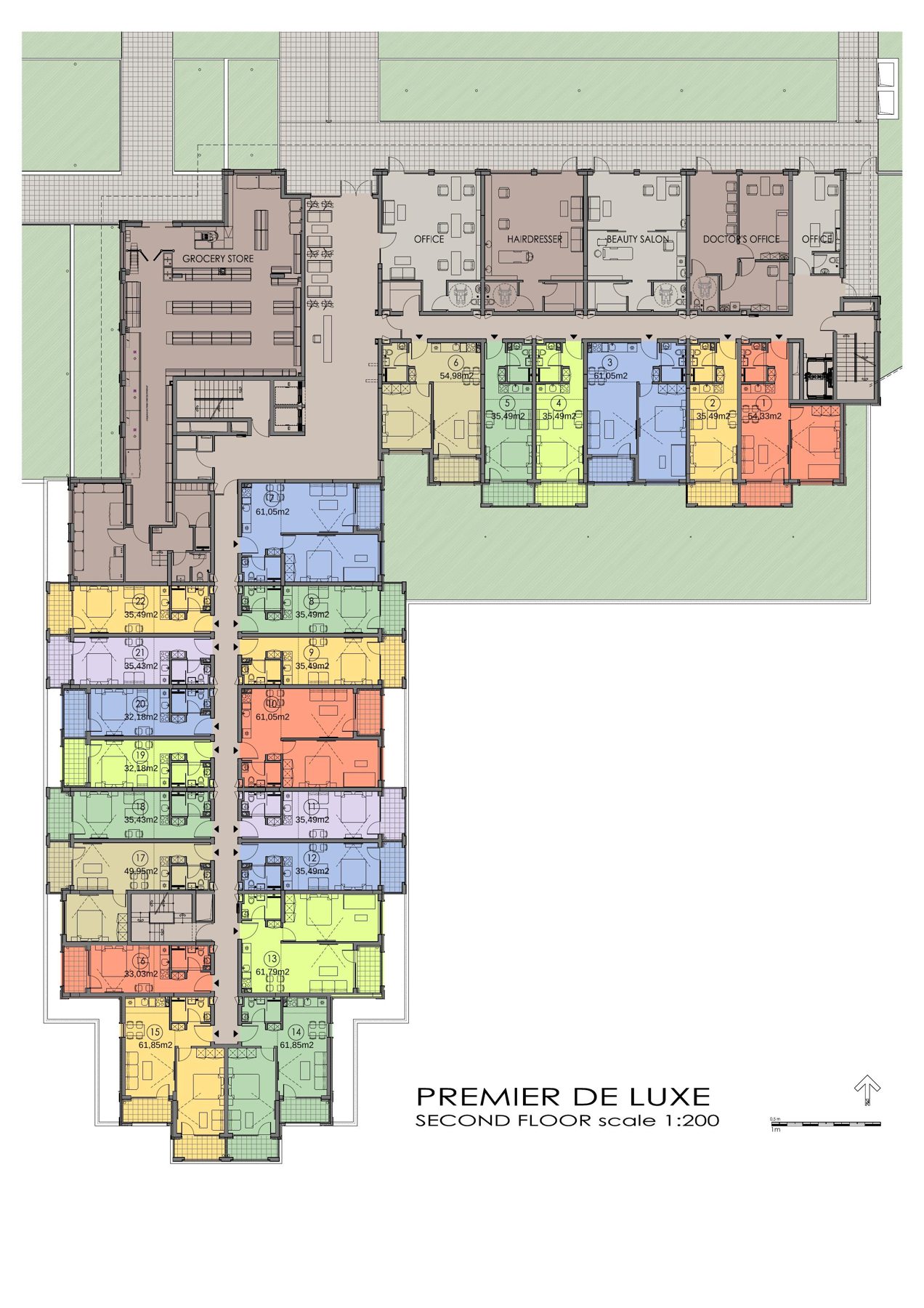 Rzut piętra — 2-pokojowy apartament w Premier Deluxe — plan kompleksu 1