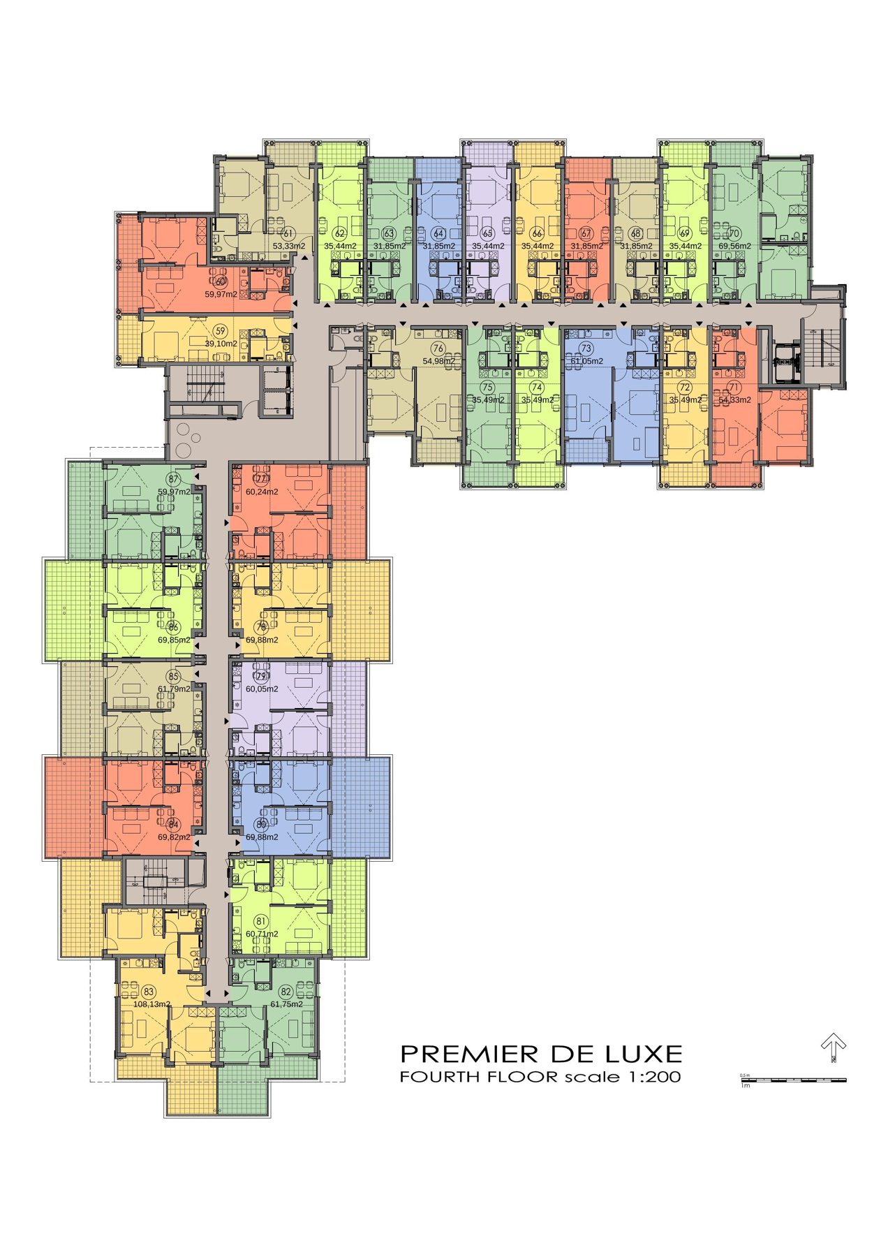 Rzut piętra — 2-pokojowy apartament w Premier Deluxe — plan kompleksu 1